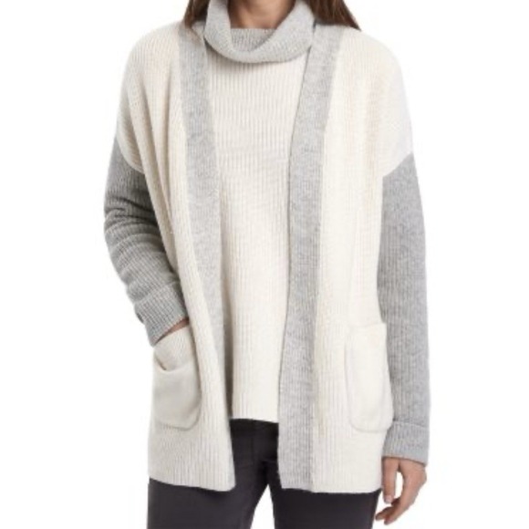 Barbour Womens Open Front Wool Blend Knitted Cardigan Sweater Beige Gray Medium - Picture 1 of 11